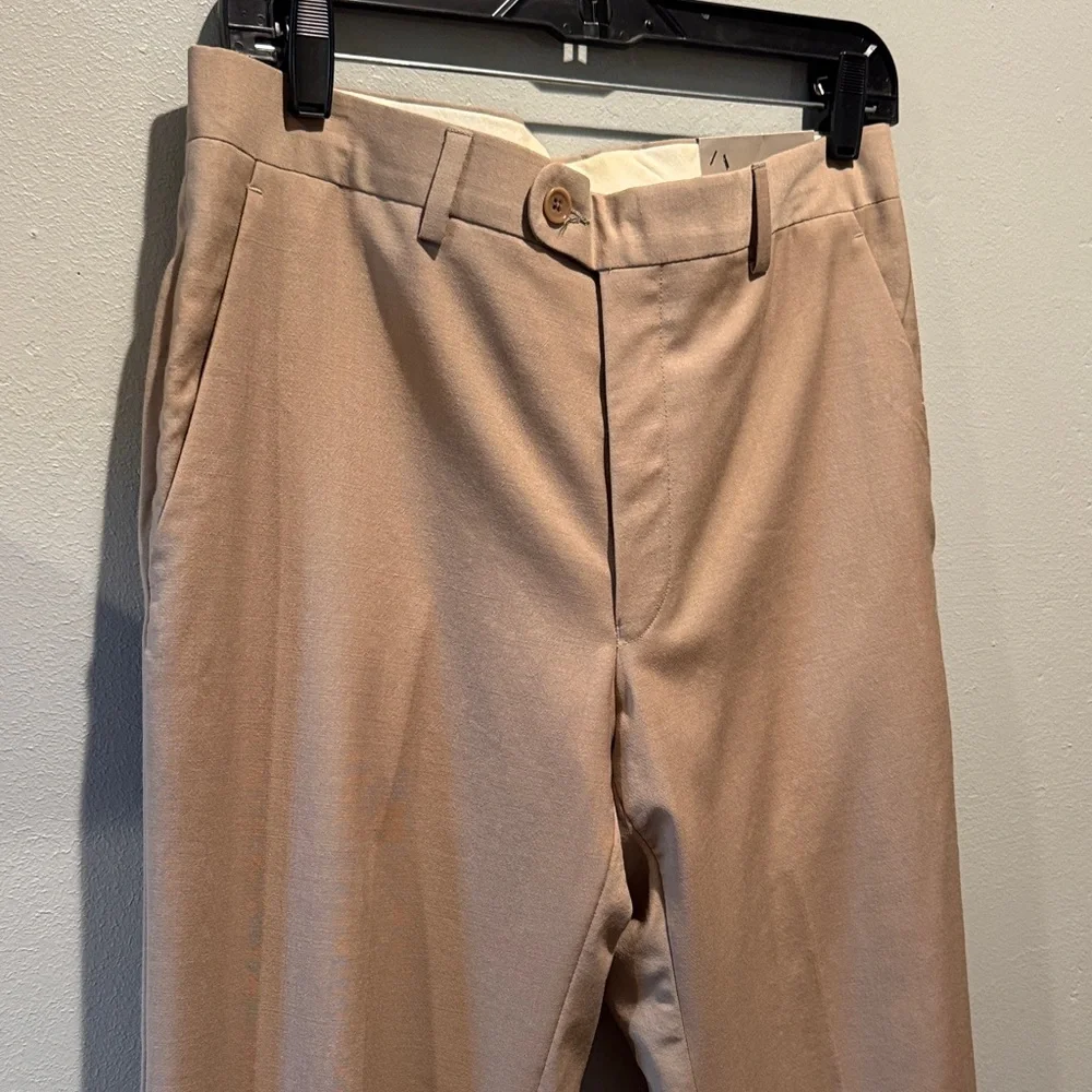 New NWT John Varvatos Thompson Men's Classic Straight-Leg Dress Tan Khaki Pants